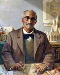 Прижизненный портрет архитектора Антонио Барлуцци (1884 - 1960) кисти художника  Умберто Нони. Выполнен в начале 50-х годов.
