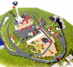 Схема парка Ёндусан в Пусане. На схеме обозначены:
1 - эскалатор
2 - памятник
3 - цветочные часы с двумя стрелками
4 - колокол жителей Пусана
5 - парковка
6, 7, 19 - комнаты отдыха
8 - памятник Beaksan, An, Hui-je
9 - памятник адмиралу Ли Сун Сину
10 - парковка
11 - башня дракона (Yongtop)
12 - выставка моделей лодок
13 - музей искусства
14 - место для прогулок
16 - выставочный зал мирового культурного наследия
17 - книжное кафе
18 - музей музыкальных инструментов
19 - комната отдыха
20 - место для прогулок
21 - городская улица